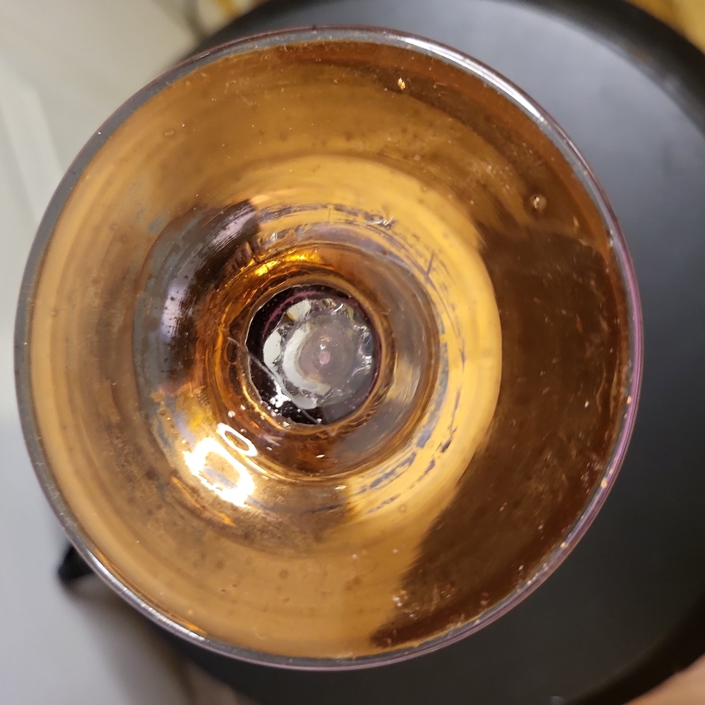 Antique Cranberry Gilded Glass Vase / Goblet 6" - Picture 8 of 8